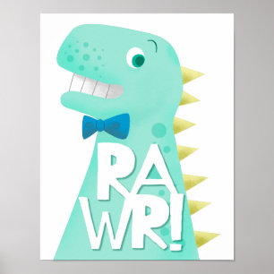 Dinosaur RAWR barnrum för barn Poster