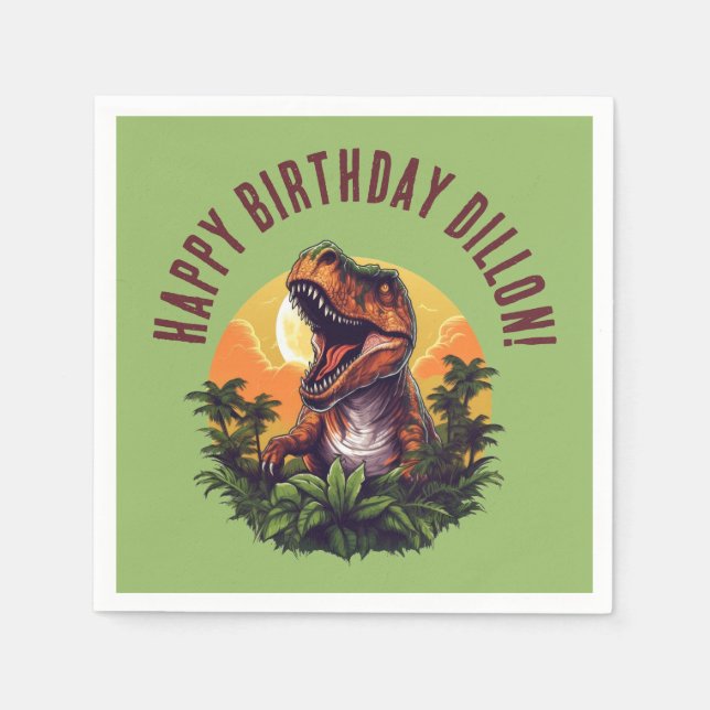 Dinosaur Rawr Birthday Papper Pappersservett (Framsidan)