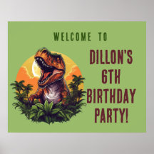 Dinosaur Rawr Birthday Poster signatur