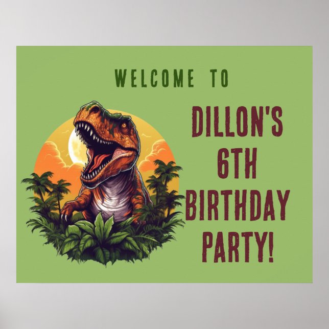 Dinosaur Rawr Birthday Poster signatur (Framsidan)