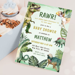 Dinosaur Rawr Boy Shower Party Inbjudningar