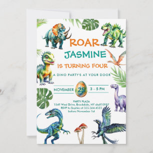 Dinosaur Rawr Cute Birthday Party bjudande Inbjudningar