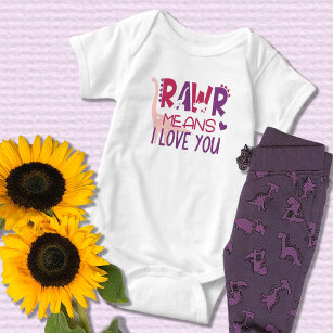 Dinosaur Rawr Elak I Kärlek du Cute Girl Baby T Shirt
