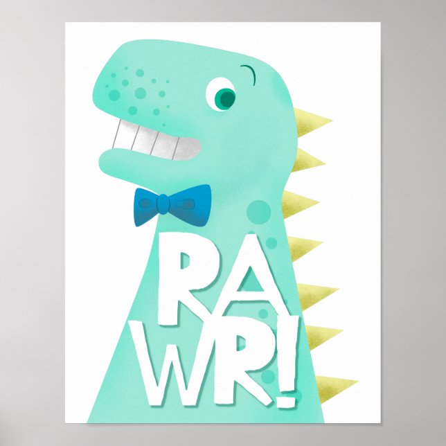 Dinosaur RAWR Nursery Kids Room Poster (Framsidan)
