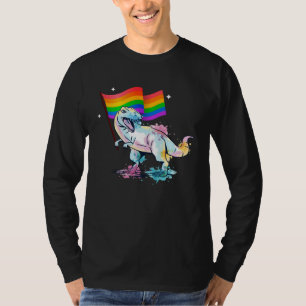 Dinosaur Rawr Prideparad Gay & Lesbisk Regnbågsfla T Shirt