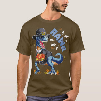 Dinosaur Rawr Thanksgiving Boys Turkey Saurus T re Shirt