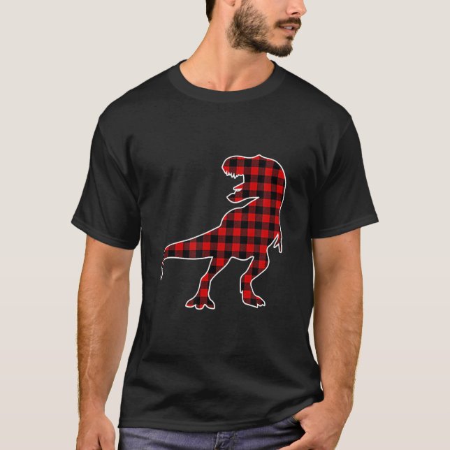 Dinosaur Red Buffalo Plaid Costume Dinosaur Lov T Shirt (Framsida)