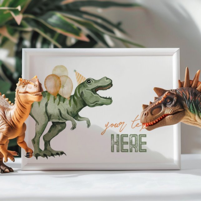 Dinosaur-redigerbart teckenkort inbjudningar (Skapare uppladdad)