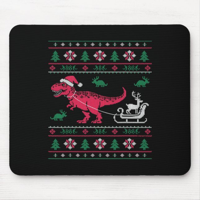 Dinosaur Reindeer Sleigh Ugly Christmas  Musmatta (Framsidan)