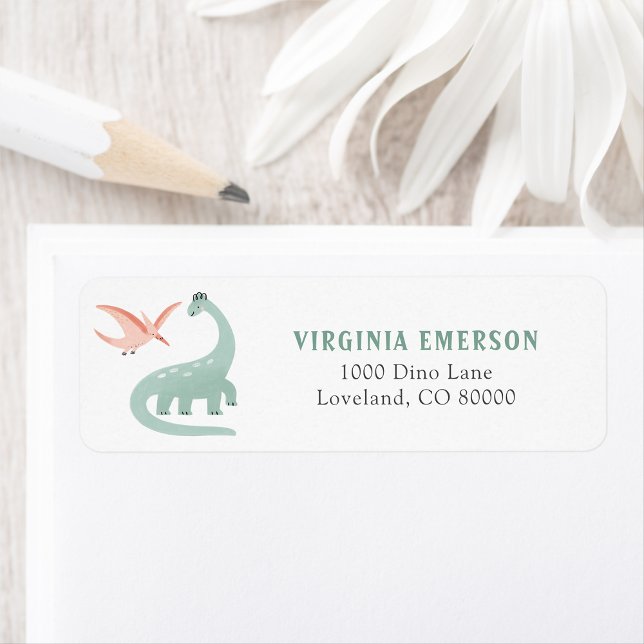 Dinosaur Returadressetikett Returadress Etikett (Dinosaur Theme Return Address Label by Painted Paperie
)