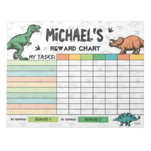 Dinosaur Reward Chart Personlig Namn & Task Anteckningsblock