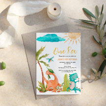 Dinosaur Rex 1 Födelsedagsfest inbjudan