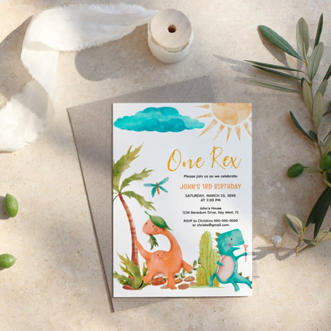Dinosaur Rex 1 Födelsedagsfest inbjudan (Skapare uppladdad)