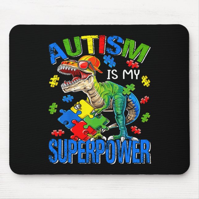 Dinosaur Rex Autism Är Min Superkraft Autism Medve Musmatta (Framsidan)