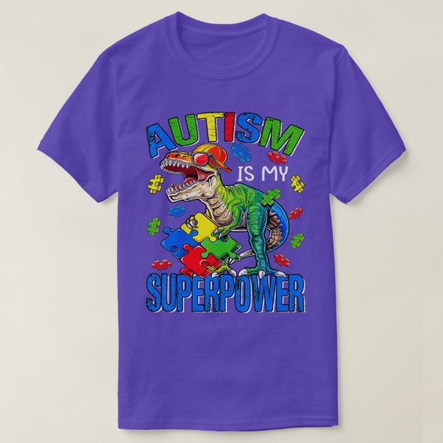 Dinosaur Rex Autism är min supermaktism Awaren T Shirt (Design framsida)