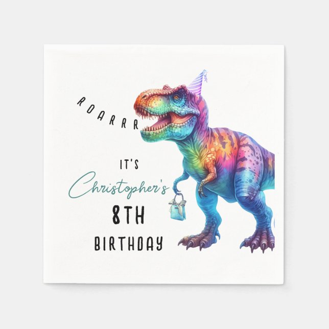 Dinosaur Rex Birthday Pappersservett (Framsidan)