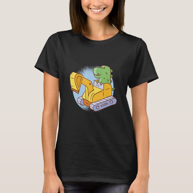 Dinosaur Rex Excavator Dino Heavy Equipment Opera T Shirt (Framsida)