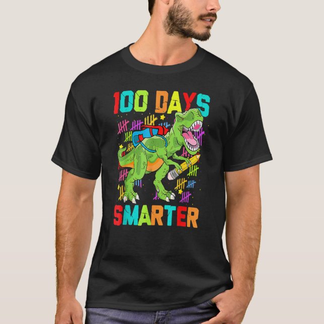 Dinosaur Rex Happy 100th Day Of School Dino Kids 1 T Shirt (Framsida)