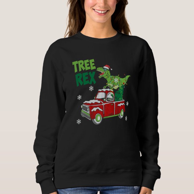 Dinosaur rex Riding Truck Christmas pajamas  Xmas T Shirt (Framsida)