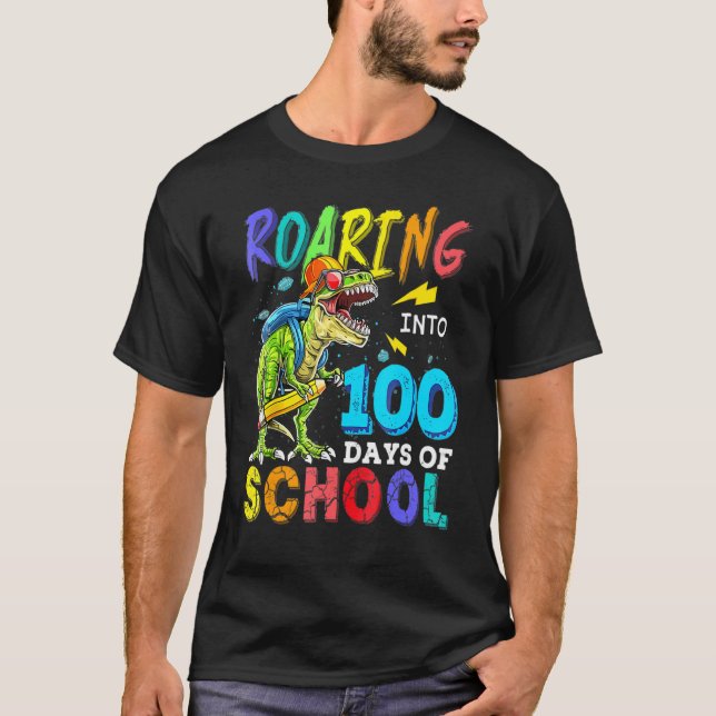 Dinosaur Rex som går i 100 dagar i skolstudierna T Shirt (Framsida)