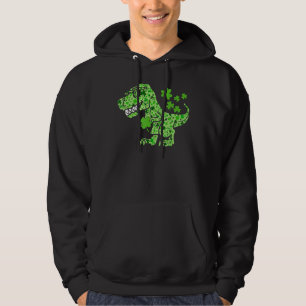 Dinosaur Rex St patricks day Shamrock Vuxna Manar Hoodie