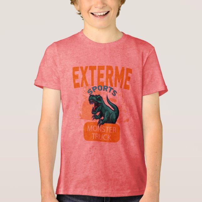 Dinosaur rider i bakmonstret lastbil t rex lo shirt (Framsida)