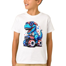 Dinosaur Riding American Flagga Lastbil den 4 juli