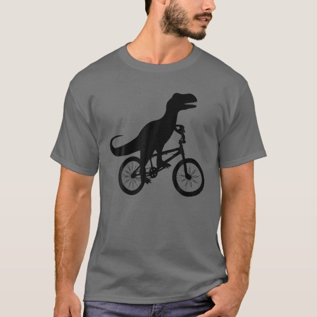 Dinosaur Riding Bike | Cute Bike-Dino Älskare Tee  (Framsida)