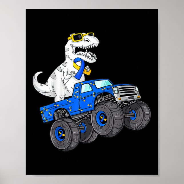 Dinosaur Riding Lastbil World Down Syndrome Day Bo Poster (Framsidan)