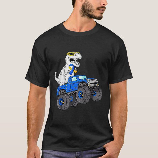 Dinosaur Riding Lastbil World Down Syndrome Day Bo T Shirt (Framsida)