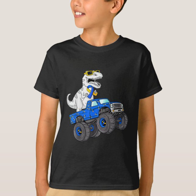 Dinosaur Riding Lastbil World Down Syndrome Day Bo T Shirt (Framsida)