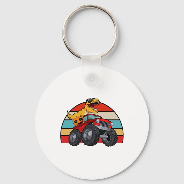 Dinosaur Riding Monster Lastbil Lazy Halloween Cos Nyckelring (Framsida)