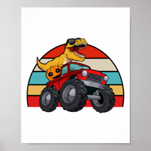 Dinosaur Riding Monster Lastbil Lazy Halloween Cos Poster