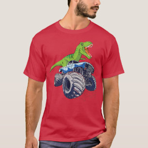 Dinosaur Riding Monster Lastbil Patriotic Boys och T Shirt