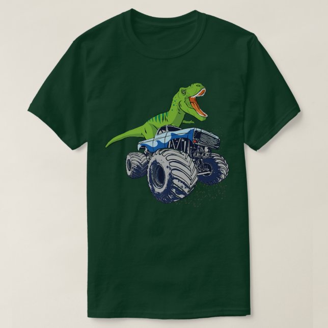 Dinosaur Riding Monster Lastbil Patriotic Boys och T Shirt (Design framsida)
