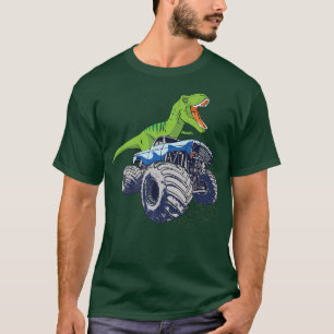 Dinosaur Riding Monster Lastbil Patriotic Boys och T Shirt