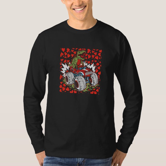 Dinosaur Riding Monster Lastbil Valentines day Rex T Shirt (Framsida)