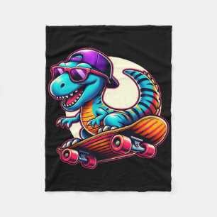 Dinosaur Ridning Skateboard Rolig T-rex Dino Skate Fleecefilt