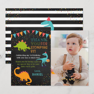 Dinosaur Roar Chalkboard Birthday Tack för ditt ko Kort
