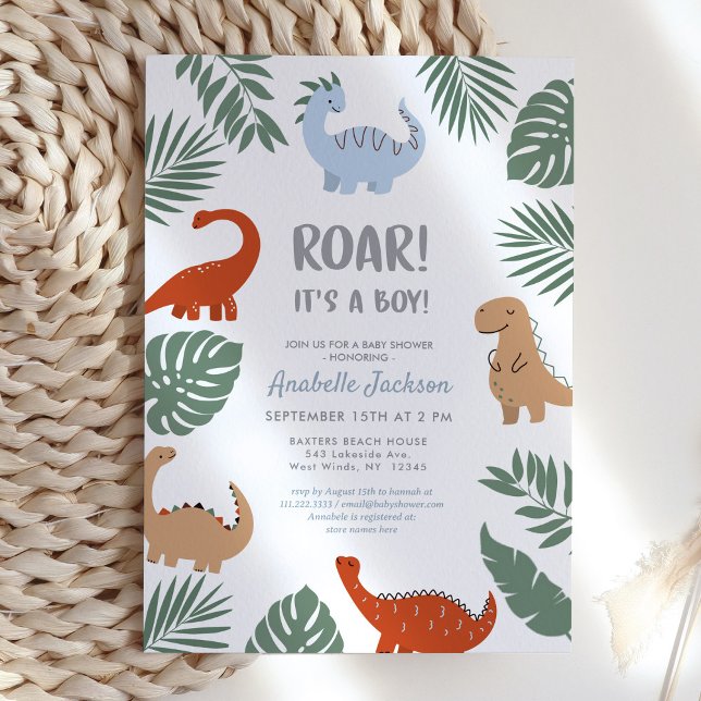 Dinosaur Roar Det är en pojkbabyinbjudan Inbjudningar (Skapare uppladdad)