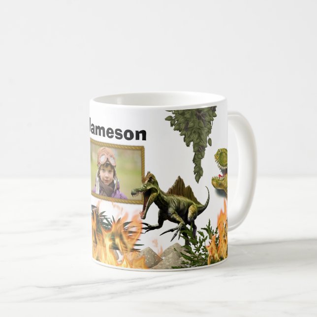 Dinosaur roar T-rex flames förhistoriska pojkar na Kaffemugg (Framsida höger)