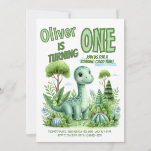 Dinosaur roarar kul tid Babys 1-årsdag Inbjudningar