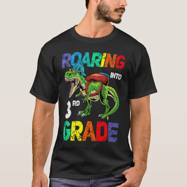 Dinosaur Roaring into 2nd Grade Back To School Sec T Shirt (Framsida)