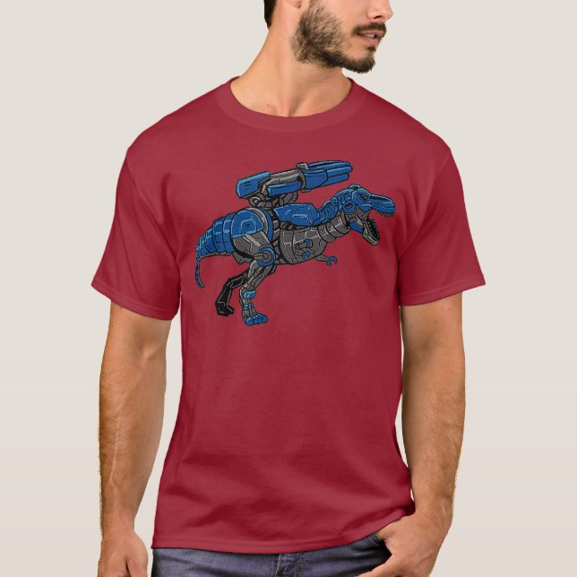 Dinosaur Robot Dino T-Rex Cyberpunk Tyrannosaur T Shirt (Framsida)