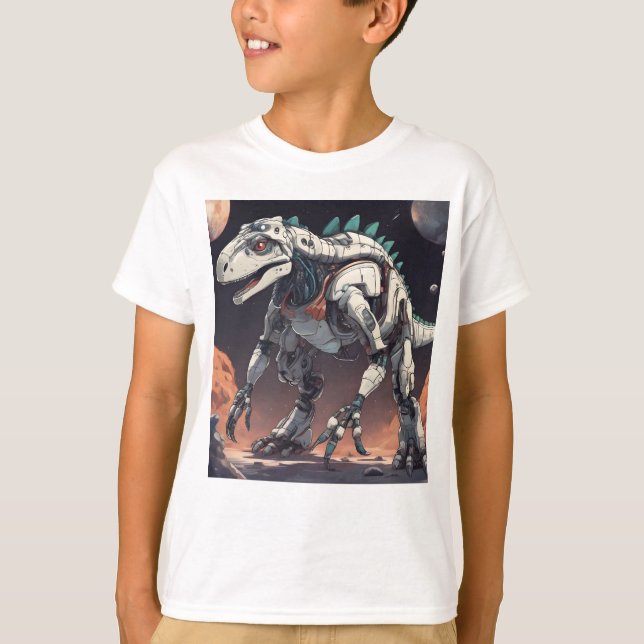 Dinosaur Robot Rymden T-Shirt (Framsida)
