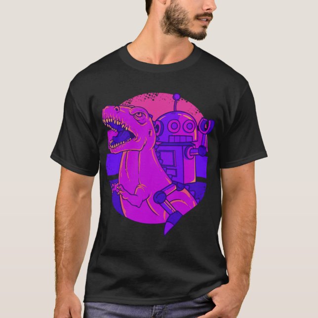 Dinosaur Robot Vintage T Rex Shirt (Framsida)