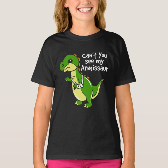 Dinosaur Roligt Broken Arm Sympathy Birthday Dotte T Shirt (Framsida)
