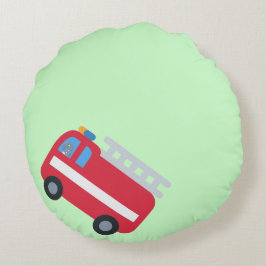 Dinosaur-roligtens brandmotor Back to school Rund Kudde