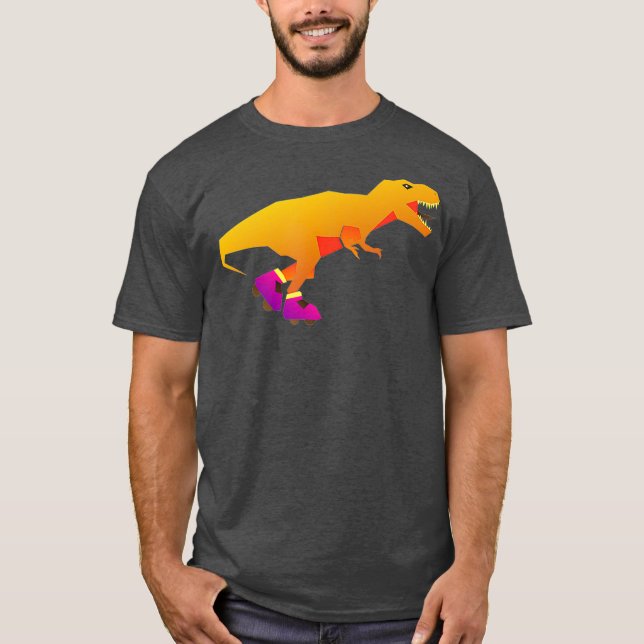 Dinosaur Roller-Skates intline-Skates funny T-Rex T Shirt (Framsida)