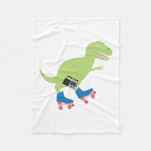 Dinosaur Roller Skating Holding Radio Fleecefilt